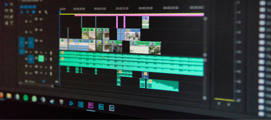 A monitor with an editing software on screen.
